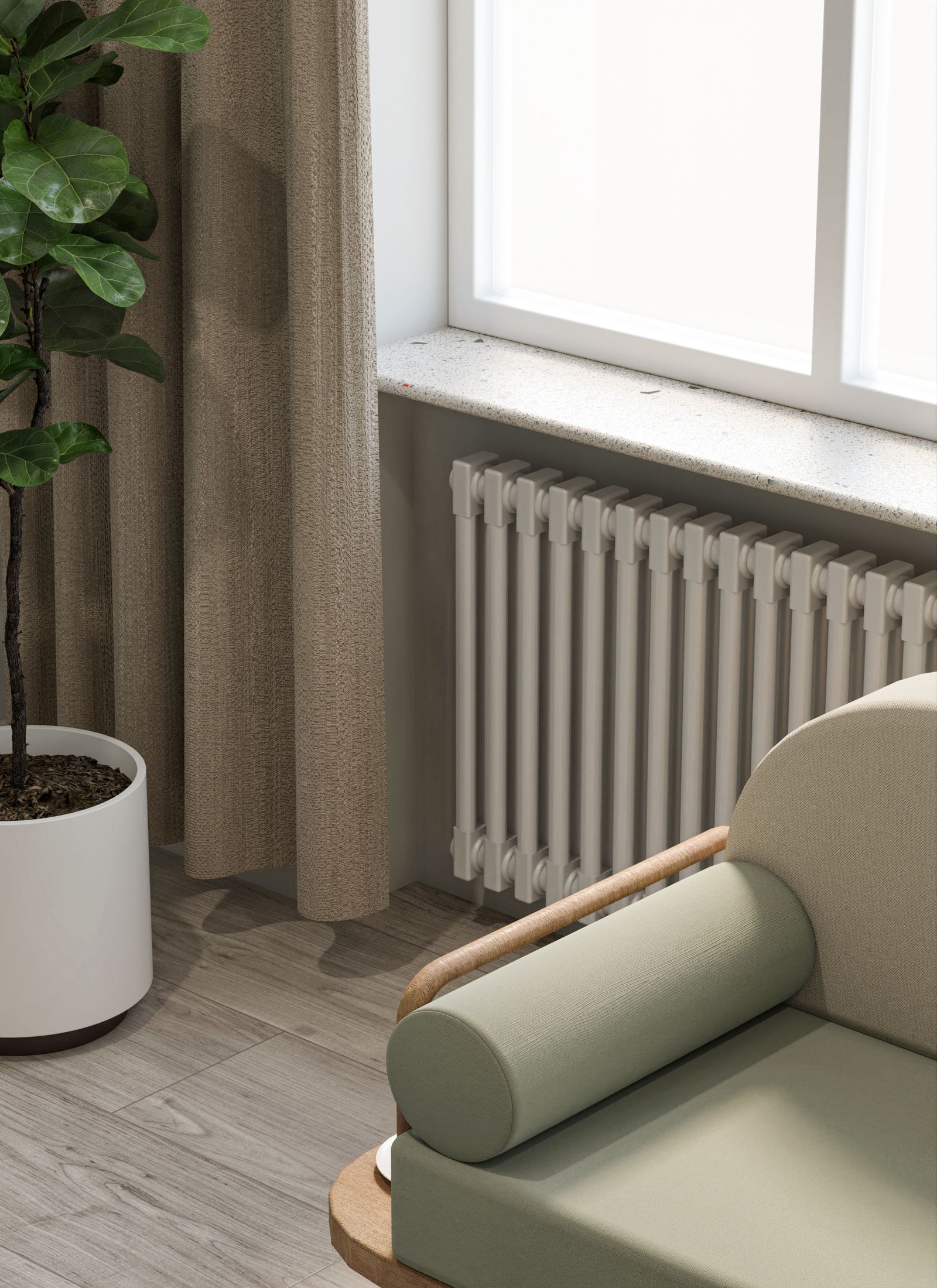 Domestic column radiator in a home